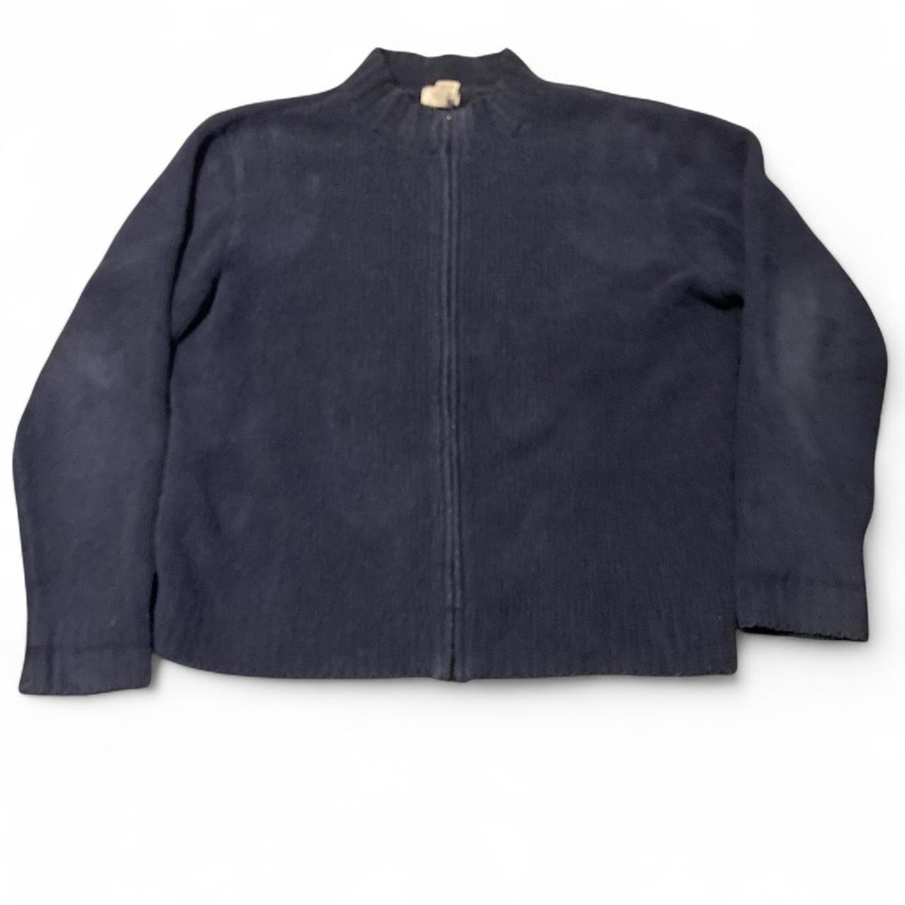 Woolrich knit full zip fleece jacket navy stretch vintage 90s L/24.25
